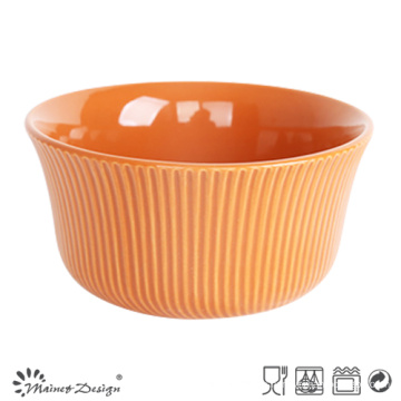 14cm Orange Keramik Reisschale mit Glasur